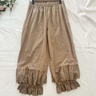 【並行輸入】ペチパンツ レース 刺繍 ロング 裾ゴム コットン(その他)