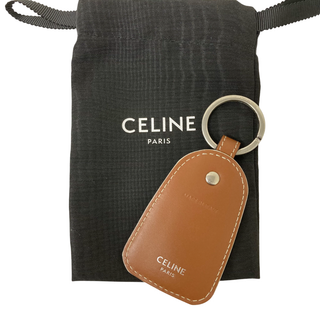 セリーヌ(CELINE)の312001-4 CELINE/セリーヌ キーリング トリオンフ キーホルダー キャンバス×カーフ タン エクリ レディース メンズ 小物 保存袋付き(キーホルダー)