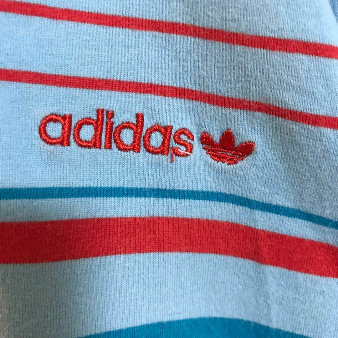 adidas(アディダス)の【銀タグ90s】アディダス　ボーダーポロシャツ　刺しゅう　ヴィンテージ　T34 メンズのトップス(ポロシャツ)の商品写真