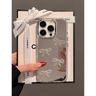 iPhone 16pro ケース　ミラー　リボン　韓国