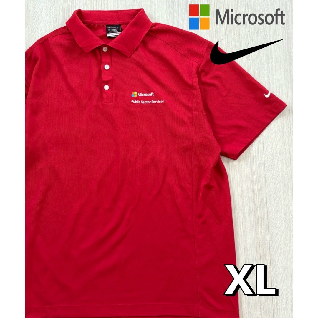 NIKE(ナイキ)の00s レア ナイキゴルフ マイクロソフト 半袖 ポロシャツ レッド XL 企業 メンズのトップス(ポロシャツ)の商品写真
