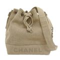 CHANEL シャネル/巾着チェーンショルダー/リネン/ベージュ/467****
