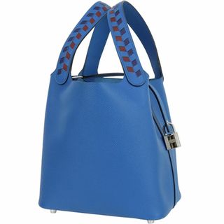 HERMES - エルメス ハンドバッグ ミニトートバッグ ピコタンロック18 PM トレサージュ ヴォーエプソン ブルーゼリージュ ブルーゼリージュ ブルーアンクル 美品 中古 9212