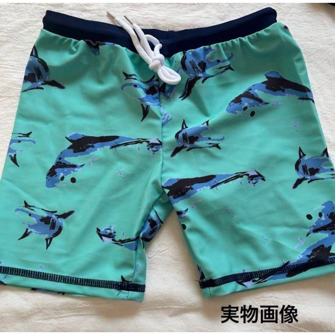 90cm キッズ 水着 ラッシュガード サメ柄 青 3点セット 男の子 プール キッズ/ベビー/マタニティのキッズ服男の子用(90cm~)(水着)の商品写真