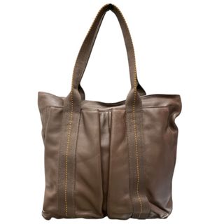 エルメス(HERMES)の　エルメス HERMES キャラバンヴェルティカルMM ブラウン レザー ユニセックス トートバッグ(トートバッグ)