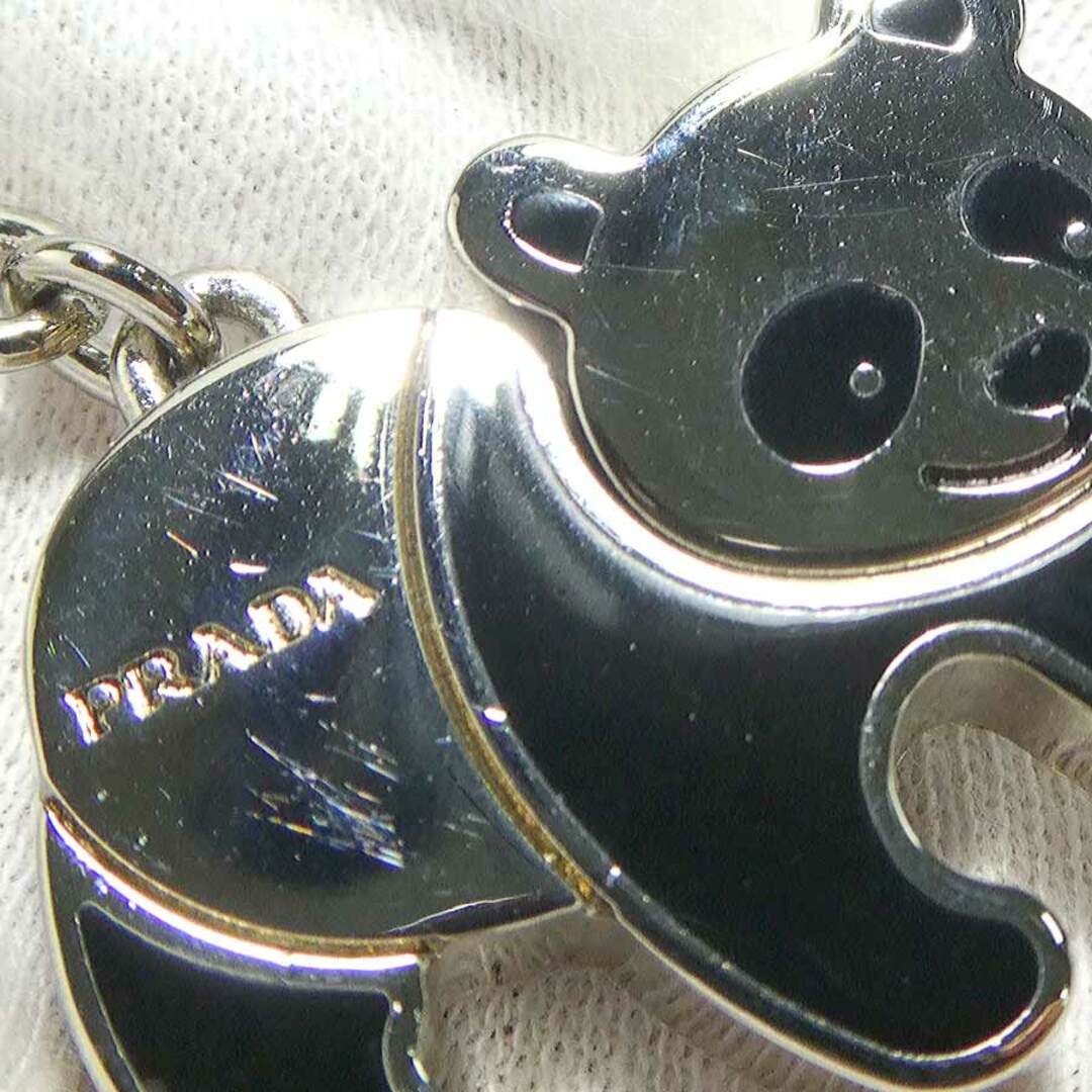 希少✨プラダ パンダ チャーム キーホルダー 三角ロゴ ストーン