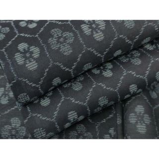 平和屋着物＊夏物　紗紬　藍　亀甲花文　正絹　逸品　AAAV5654cs(着物)