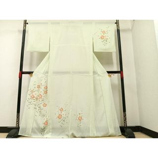 平和屋着物＊夏物　訪問着　絽　草花文　正絹　逸品　AAAV4482ph(着物)