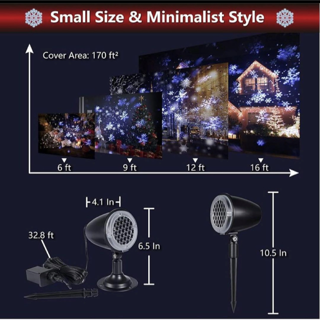 【新品】雪プロジェクター ライト 2個セット 室内 屋外 雪の結晶 スマホ/家電/カメラのテレビ/映像機器(プロジェクター)の商品写真