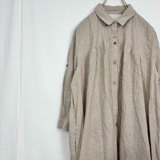 アズノゥアズ(AS KNOW AS)の極美品✨ アズノゥアズ ワンピース ロング シャツ 総柄 ドット柄 ベージュ (ロングワンピース/マキシワンピース)