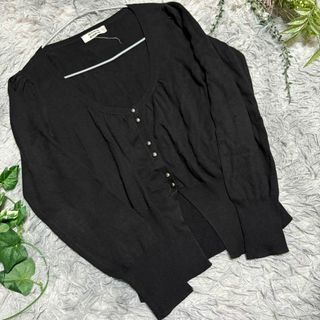 ミニマム(MINIMUM)の【MINIMUM】黒 Vネックカーディガン ブラック(カーディガン)