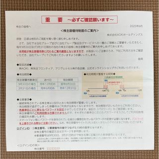 AOKI ホールディングス　アオキ　株主優待券(その他)