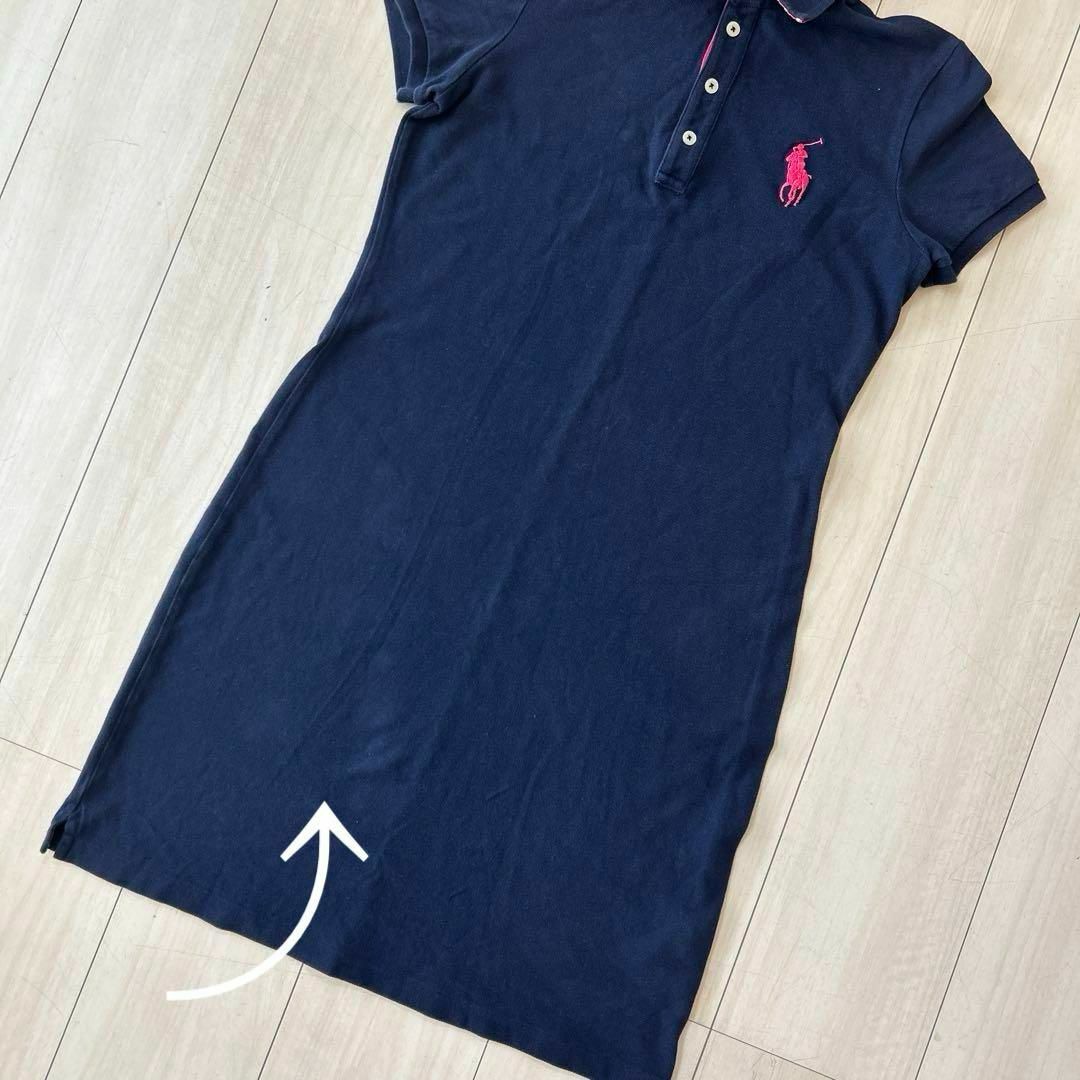 Ralph Lauren(ラルフローレン)のRalph Lauren 定番 ポロワンピース 現行タグ 刺繍 ネイビー M相当 レディースのワンピース(ひざ丈ワンピース)の商品写真