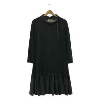 MEIMEIJ / メイメイジェイ | ドローストリング ドッキング レイヤード ニット ワンピース | 40 | ブラック | レディース(ロングワンピース/マキシワンピース)