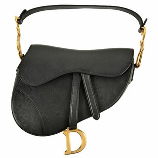 ディオール(Dior)のディオール Dior サドル ミディアム ハンドバッグ レザー ブラック ショルダーバッグ レディース【中古】(ハンドバッグ)