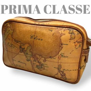 プリマクラッセ(PRIMA CLASSE)のプリマクラッセ　クラッチバッグ　セカンドバッグ　レザー　茶色　地図柄　本革(クラッチバッグ)
