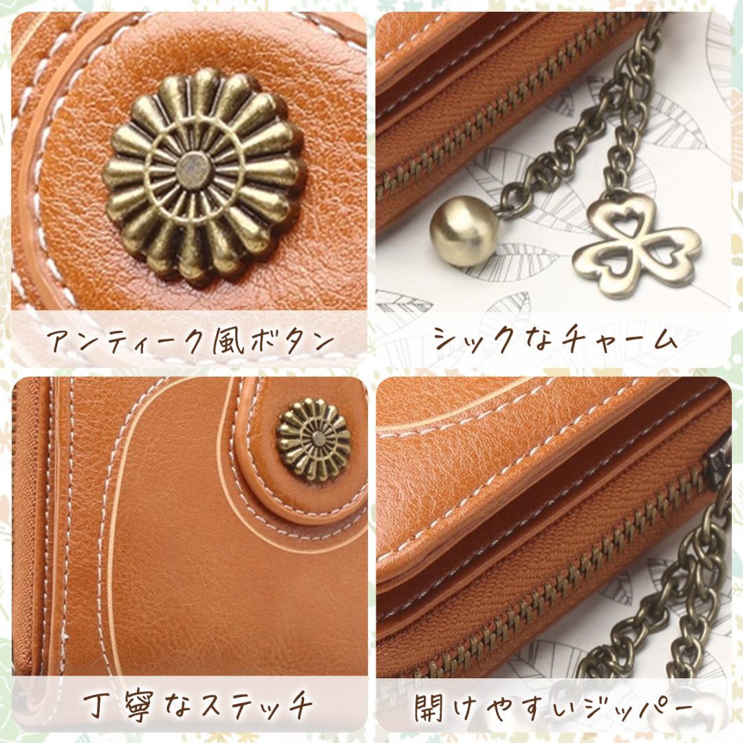 二つ折り財布 ミニ財布 レディース レザー コンパクト 新品 キャメル 小銭入れ レディースのファッション小物(財布)の商品写真