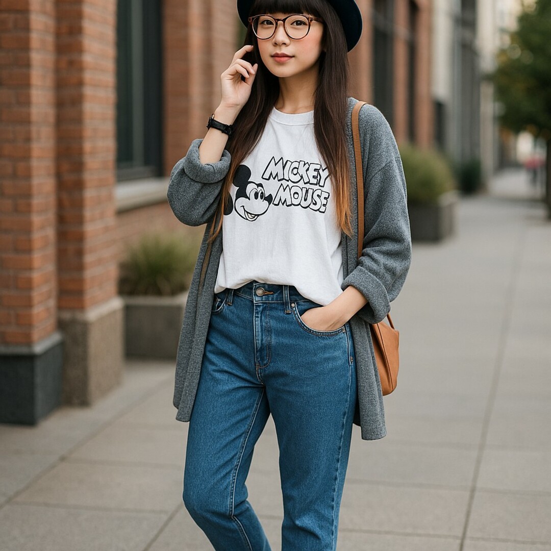 LOVALOT Tシャツ ミッキーマウス プリント ホワイト L 送料無料 レディースのトップス(Tシャツ(半袖/袖なし))の商品写真