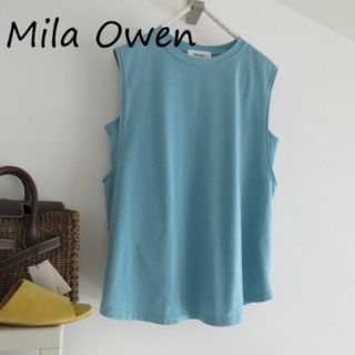 ミラオーウェン(Mila Owen)のMila Owen　ミラオーウェン　ノースリーブ　水色　カットソー(カットソー(半袖/袖なし))