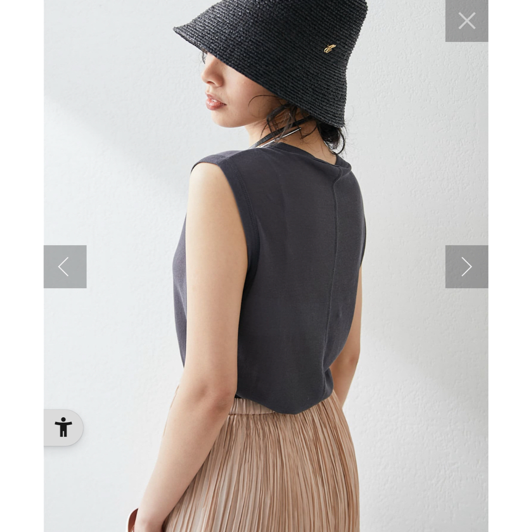Whim Gazette(ウィムガゼット)の【美品】ウィムガゼット シアーノースリーブプルオーバー チャコールグレー レディースのトップス(カットソー(半袖/袖なし))の商品写真