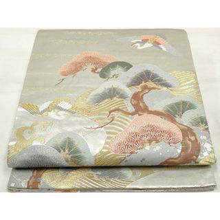平和屋着物◎六通柄袋帯　唐織　飛鶴松文　瑞鶴光琳松　金銀糸　正絹　逸品　DAAQ8657qa