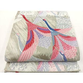 平和屋着物◎六通柄袋帯　唐織　飛翔群鶴文　プラチナ箔　正絹　逸品　BAAT2705ea(帯)