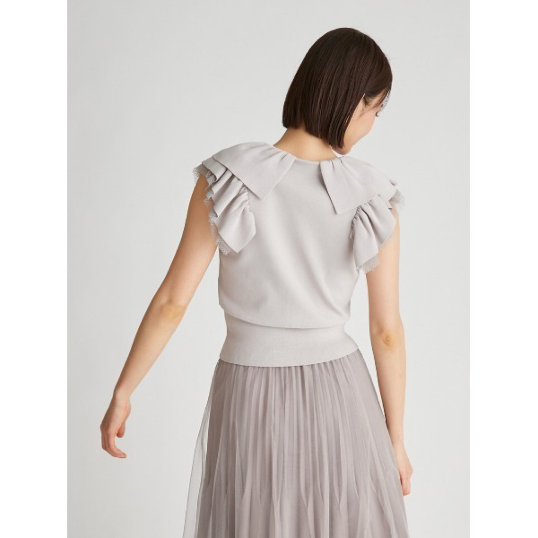 CELFORD(セルフォード)のcelford チュールラッフルニットカーディガン GBEG レディースのトップス(カットソー(半袖/袖なし))の商品写真