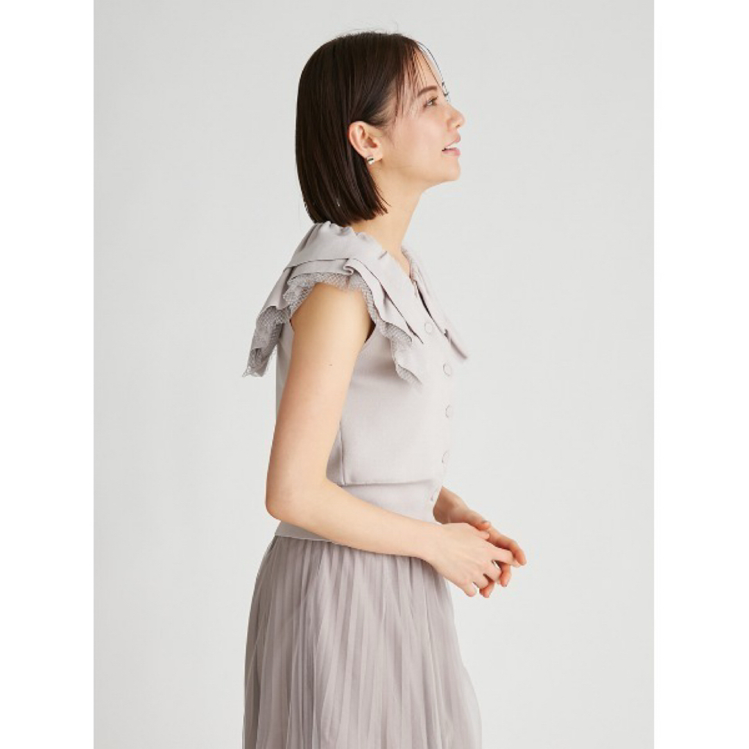 CELFORD(セルフォード)のcelford チュールラッフルニットカーディガン GBEG レディースのトップス(カットソー(半袖/袖なし))の商品写真