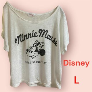 ディズニー(Disney)のディズニー ミニーマウス ロゴTシャツ Lサイズ ゆったりシルエット(Tシャツ(半袖/袖なし))