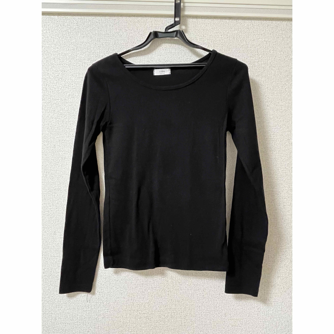 nugu パステルカラーラウンドネック長袖Tシャツ　ブラック レディースのトップス(Tシャツ(長袖/七分))の商品写真