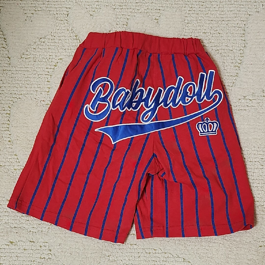 BABYDOLL(ベビードール)の新品 子供服半袖 BABYDOLL ユニフォーム風 100 上下セット キッズ/ベビー/マタニティのキッズ服男の子用(90cm~)(Tシャツ/カットソー)の商品写真