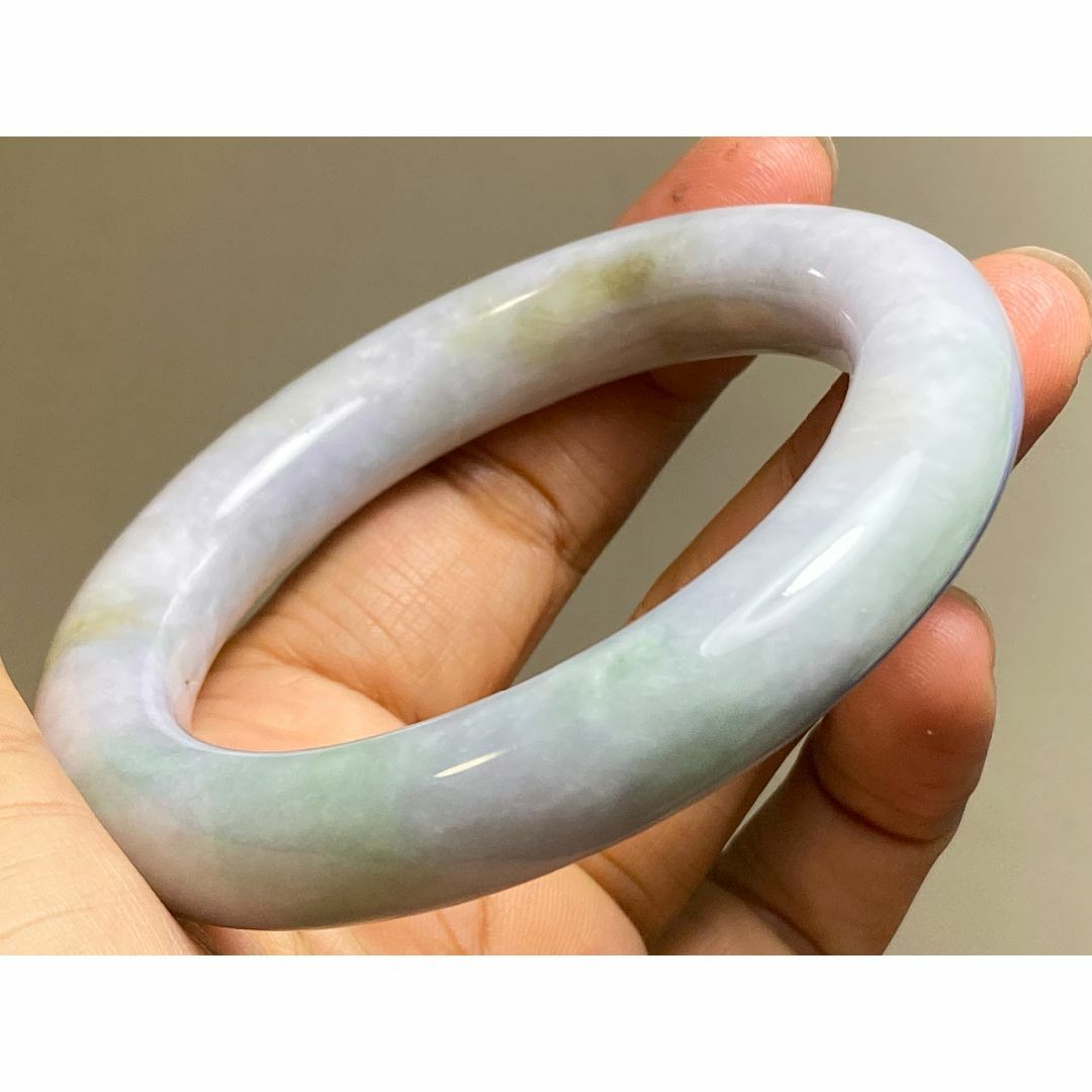 BG9-29 春彩 54.5mm ラベンダー ミャンマー産 本翡翠 バングル レディースのアクセサリー(ブレスレット/バングル)の商品写真
