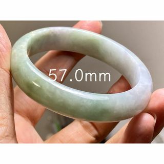 BG9-36楕円57.0mm春彩薄ピンクラベンダーミャンマー産A貨本翡翠バングル(ブレスレット/バングル)