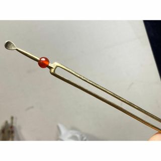 KZ4-69 一点物 天然 メノウ 瑪瑙 簪 昭和風 二本軸 かんざし(和装小物)