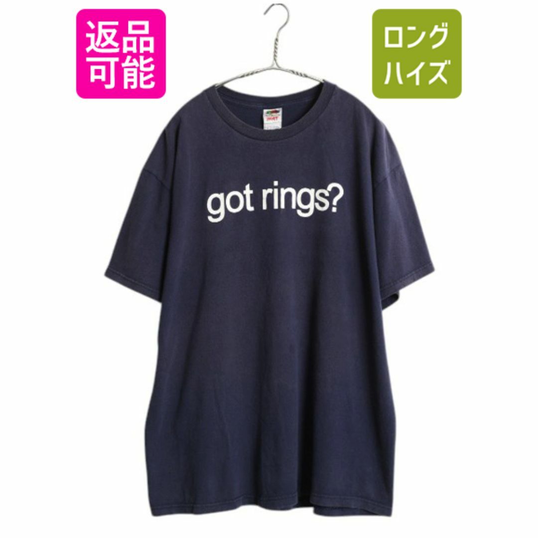 00s ヤンキース ジョーク イラスト プリント Tシャツ メンズ XL 古着 グラフィック メッセージ MLB レッドソックス ベースボール 当時物 紺
