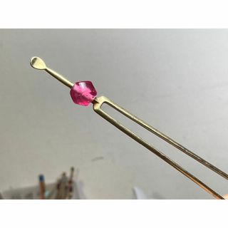 KZ4-73 一点物 薔薇色 簪 七宝瑠璃玉 昭和風 二本軸 かんざし(和装小物)
