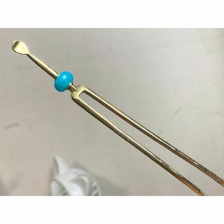 KZ4-74 一点物 天然 アマゾナイト 天河石 簪 昭和風 二本軸 かんざし(和装小物)