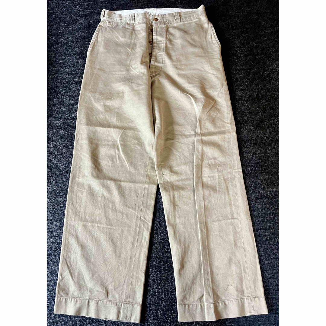 独特の上品 50s US ARMY M-45 シングルステッチ 尿素ボタン チノトラウザー パンツ