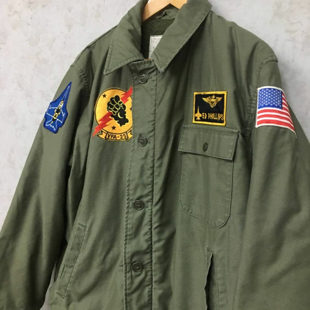 米軍 USA ワッペン ビンテージ コットン ジャケット 中ボア 米軍 USA ワッペン ビンテージ コットン ジャケット 中ボア