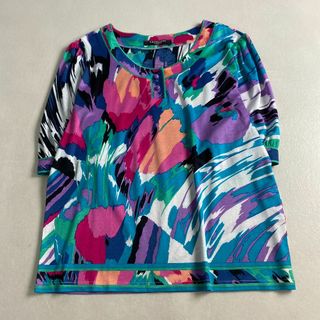 レオナール(LEONARD)のレオナール　カットソー　半袖 パフスリーブ LEONARD FASHION 柄 (カットソー(半袖/袖なし))