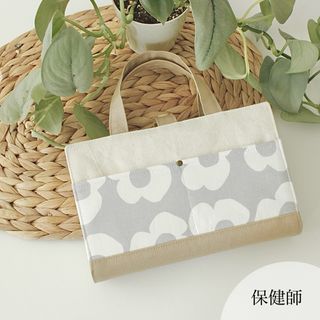 保健師レビューブックカバー　大きな花とカフェオレ帆布(ブックカバー)