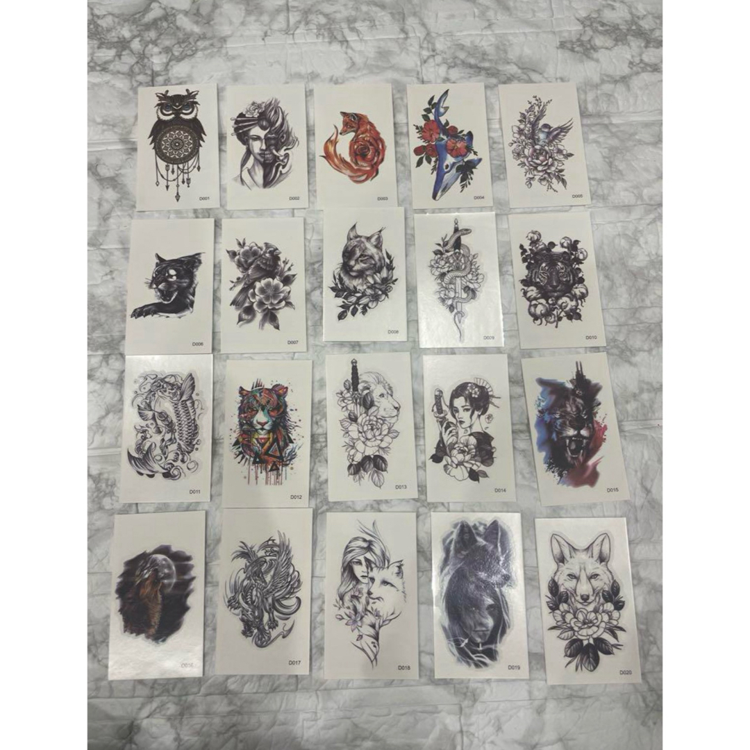 【60種類】 タトゥー シール ステッカー アート 動物 ボディアート 60枚入 エンタメ/ホビーのコスプレ(小道具)の商品写真