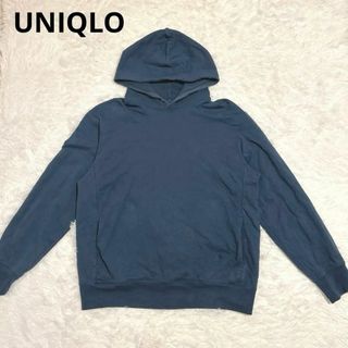 ユニクロ(UNIQLO)のUNIQLO スウェットプルパーカー　コットン　XL フード　ブルー(パーカー)