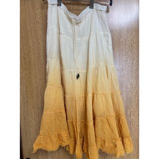 ロングスカート　イエローグラデーション　M(ロングスカート)
