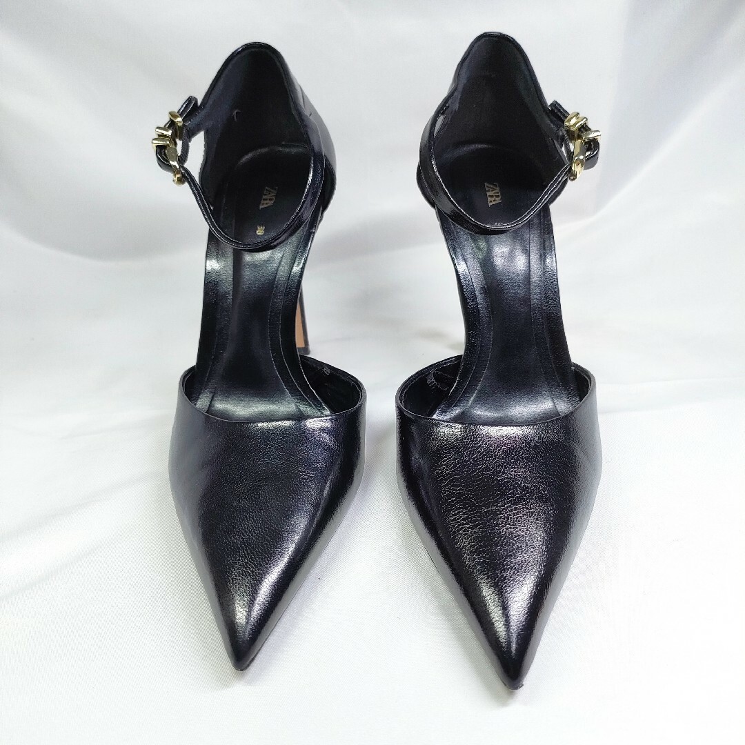 タグ付き未使用★ZARA ブラック グリッターヒールパンプス タグ付き未使用☆ZARA ブラック グリッターヒールパンプス