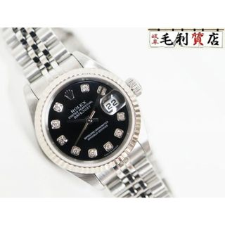 ロレックス ROLEX デイトジャスト 79174G ブラック 10P ダイヤモンド ステンレス K番 自動巻き レディース  時計(腕時計)