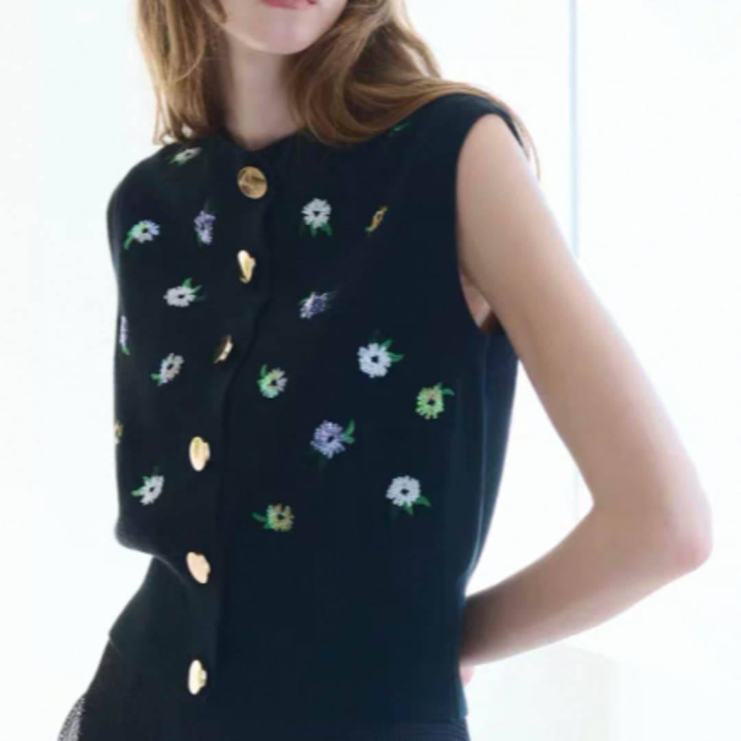 New Arrival】スパンコールフラワーニットジレ – jemma.atelier