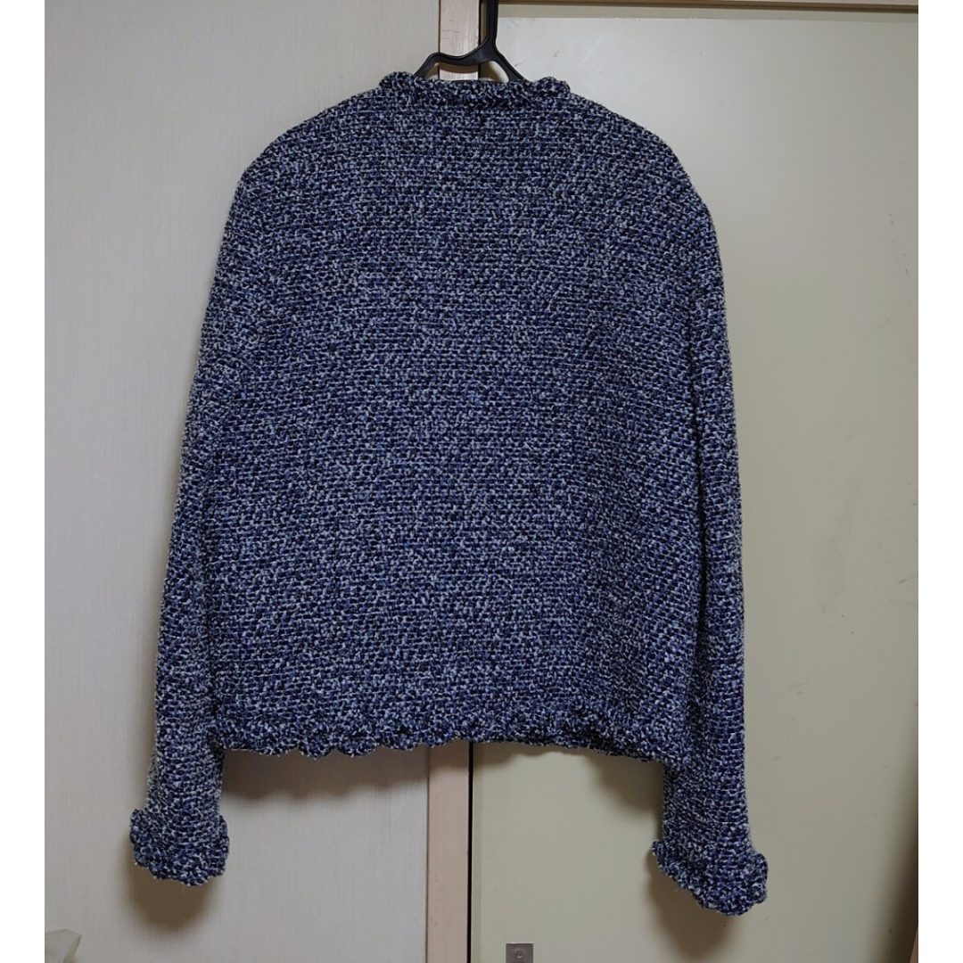 VALENTINO(バレンティノ)のVALENTINO 2024aw ツイード デニム ジャケット Vロゴボタン  レディースのジャケット/アウター(ノーカラージャケット)の商品写真