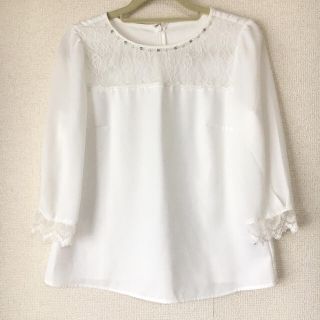 アプワイザーリッシェ(Apuweiser-riche)の【美品】アプワイザーリッシェ レース×シフォンブラウス ホワイト♡(シャツ/ブラウス(長袖/七分))