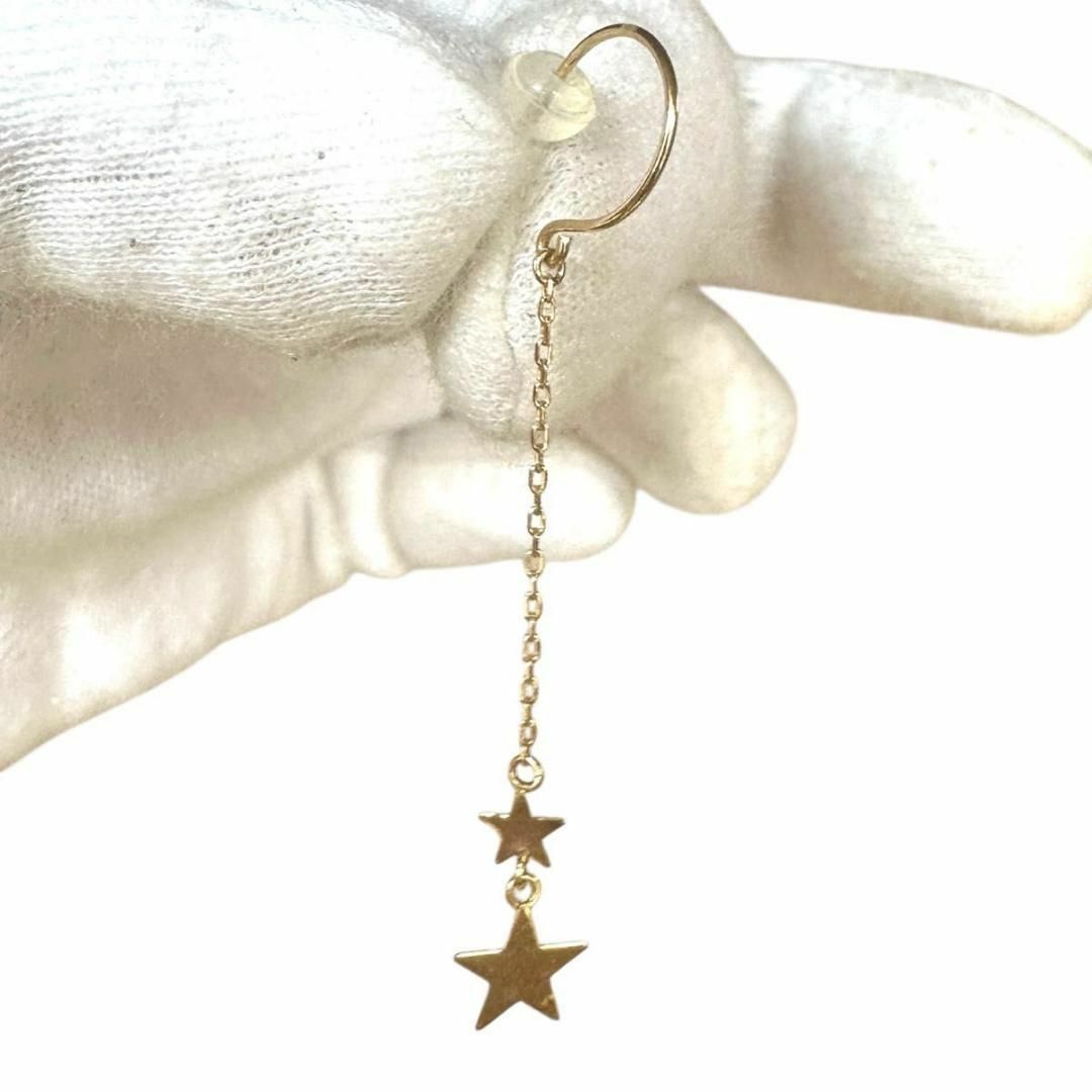 K10 スター　 ピアス ゴールド チェーン　揺れるタイプ　片耳　レディース レディースのアクセサリー(ピアス)の商品写真